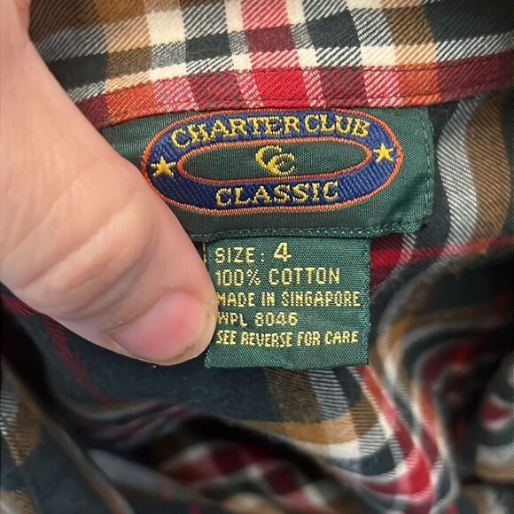 Charter Club classics Flannel Button Down Long Sleeve Shirt size 4 - Picture 6 of 6